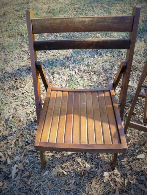 4 Vintage Wood Folding Chairs Danish Modern Dining Set Porch