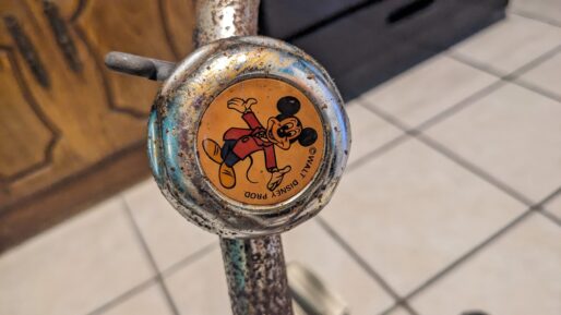 Vintage Hedstrom Tricycle Red Kids Bike Metal. Mickey Mouse Bicycle Bell - Image 5
