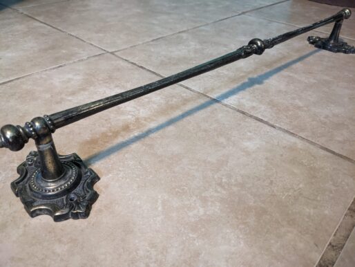 Ornate Antique Brass-tone Vintage Towel Bar - Image 3