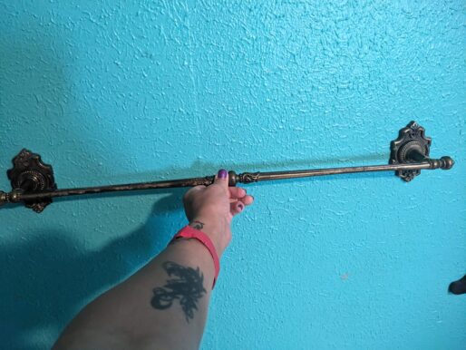 Ornate Antique Brass-tone Vintage Towel Bar - Image 5